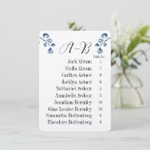 Eucalyptus Alphabetical 10 Guest Table Chart Cards Einladung (Stehend Vorderseite)