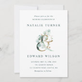 Eucalyptus Ampersand Gold Green Wedding Einladung (Vorderseite)