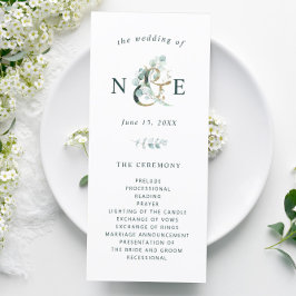 Eucalyptus Ampersand Gold Green Wedding Programm