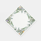 Eucalyptus and Wildflower Elegant Wedding Cocktail Serviette (Ecke)