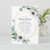 Eucalyptus Anemone Geometric Virtual Baby Dusche Einladung (Stehend Vorderseite)