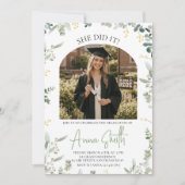 Eucalyptus Arch Photo Graduation Invitation Einladung (Vorderseite)