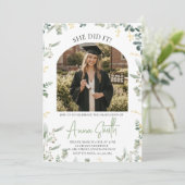 Eucalyptus Arch Photo Graduation Invitation Einladung (Stehend Vorderseite)