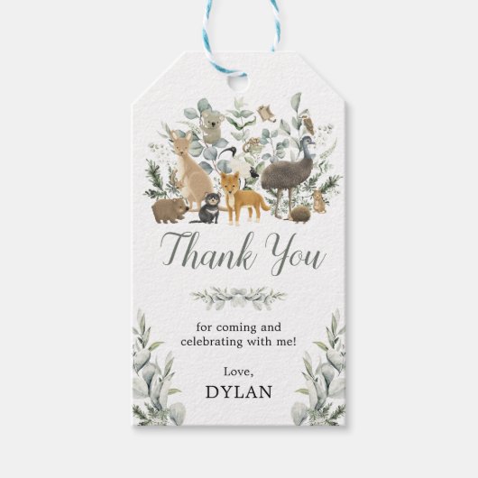 Eucalyptus Australian Animals Birthday Vielen Dank Geschenkanhänger (Vorderseite)