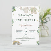 Eucalyptus Baby Boy Shower Einladung (Stehend Vorderseite)