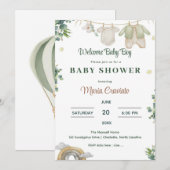 Eucalyptus Baby Boy Shower Einladung (Vorne/Hinten)