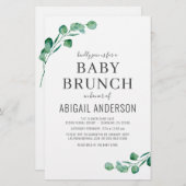 Eucalyptus Baby Brunch Grüne Einladung (Vorne/Hinten)
