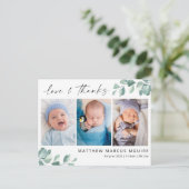 Eucalyptus baby danke Karte, Drehbuch danke Postkarte (Stehend Vorderseite)