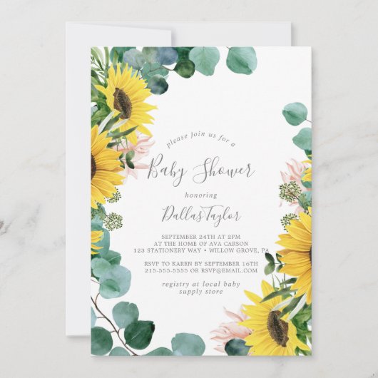 Eucalyptus Baby Dusche Einladung (Vorderseite)