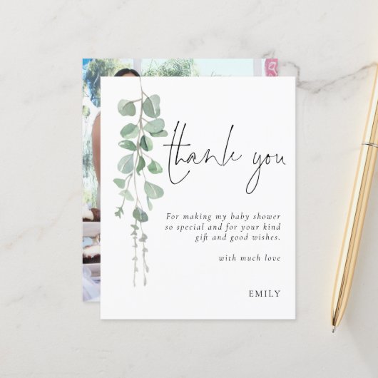 Eucalyptus Baby Dusche Party Foto Dank (Vorderseite/Rückseite Beispiel)