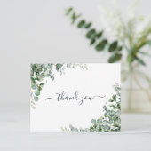 Eucalyptus Baby Dusche Watercolor - Danke Postkarte (Stehend Vorderseite)