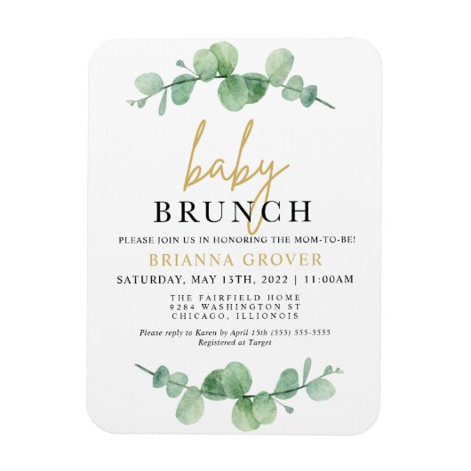 Eucalyptus Baby Shower Brunch Einladung Magnet (Vertikal)