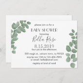 Eucalyptus Baby Shower Einladung (Vorne/Hinten)