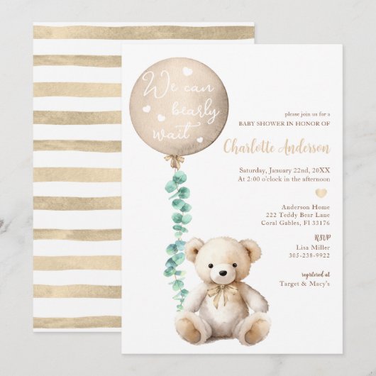 Eucalyptus Baby Shower Einladung (Vorne/Hinten)