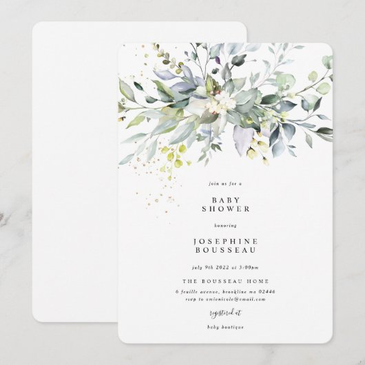 Eucalyptus Baby Shower Einladung (Vorne/Hinten)