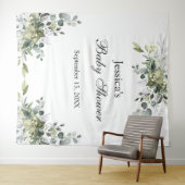 Eucalyptus Baby Shower Foto Hintergrundband Wandteppich (Beispiel (Horizontal))