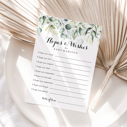 Eucalyptus Baby Shower Hopwers & Wish Card Postkarte