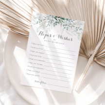 Eucalyptus Baby Shower Hopwers & Wish Card