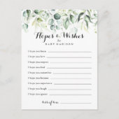 Eucalyptus Baby Shower Hopwers & Wish Card Postkarte (Vorderseite)