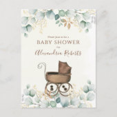 Eucalyptus Baby Shower Watercolor Einladung Postkarte (Vorderseite)