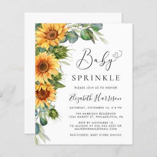 Eucalyptus Baby Sprinkle Einladung (Vorne/Hinten)