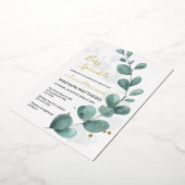 Eucalyptus Baby Sprinkle Greenery & Gold Foil Inv Folieneinladung (Gedreht)