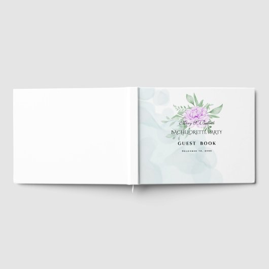 Eucalyptus Bachelorette, rustikale Lila Rose Gästebuch (Voll)
