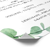 Eucalyptus Bar Menu Sign | Elegant Wedding Drinks Poster (Ecke)