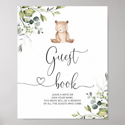 Eucalyptus bear Guest book Poster (Vorne)