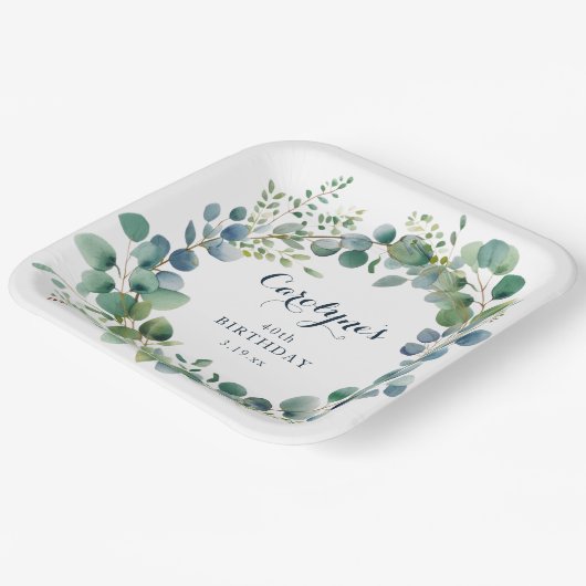 Eucalyptus Birthday Pappteller (Gewinkelt)