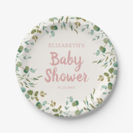 Eucalyptus Blätter Girl Baby Shower Pappteller