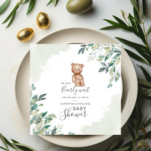 Eucalyptus Blätter Pärchen Babydusche abwarten Serviette