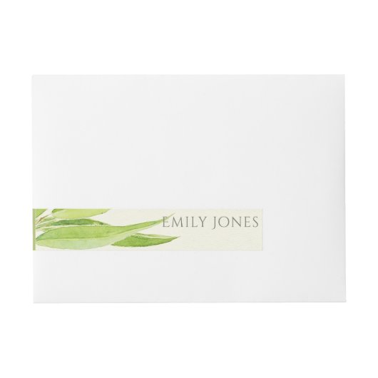 EUCALYPTUS-BLÄTTER WATERCOLOR FOLIAGE MONOGRAMM Rundum-Adressaufkleber (Vorderseite)