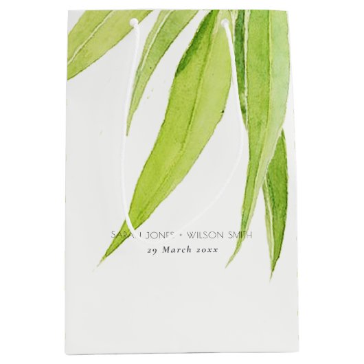 EUCALYPTUS-BLÄTTER WATERCOLOR FOLIAGE WEDD MITTLERE GESCHENKTÜTE (Vorderseite)