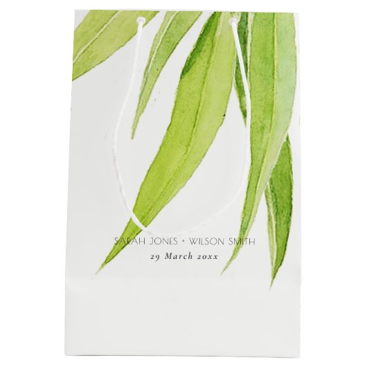 EUCALYPTUS-BLÄTTER WATERCOLOR FOLIAGE WEDD MITTLERE GESCHENKTÜTE (Rückseite)