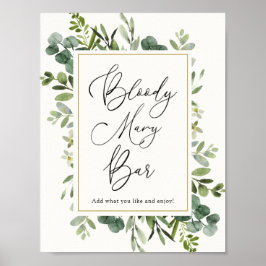 Eucalyptus Bloody Mary Bar Sign Poster
