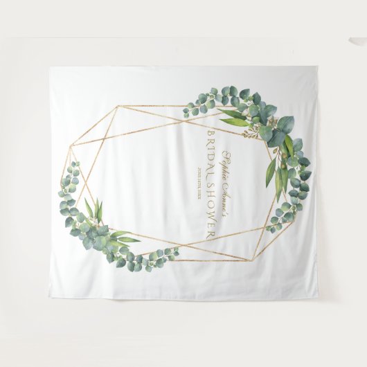 Eucalyptus Bloom Gold Brautparty Prop Wandteppich (Vorderseite (Horizontal))
