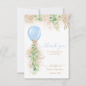 Eucalyptus Blue Balloon Baby Dusche Danke Karte (Vorderseite)