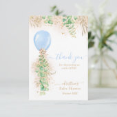 Eucalyptus Blue Balloon Baby Dusche Danke Karte (Stehend Vorderseite)