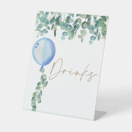 Eucalyptus Blue Balloon Baby Duschgetränke Sockelschild