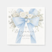 Eucalyptus Blue Bow Baby Boy Baptism Serviette (Vorderseite)