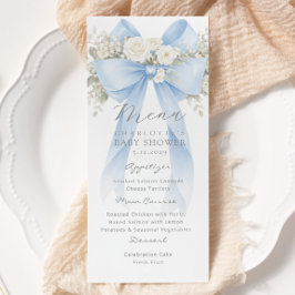 Eucalyptus Blue Bow Elegant Baby Shower Menükarte