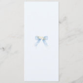 Eucalyptus Blue Bow Elegant Baptism Menükarte (Rückseite)