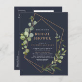 Eucalyptus Blue Brautparty Ankündigungspostkarte (Vorne/Hinten)