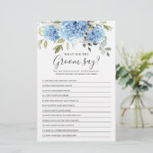 Eucalyptus Blue Hydrangea Brautparty Game (Stehend Vorderseite)
