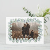 Eucalyptus Blue Photo Christmas Feiertagskarte (Stehend Vorderseite)