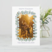 Eucalyptus Blue Photo Christmas Feiertagskarte (Stehend Vorderseite)