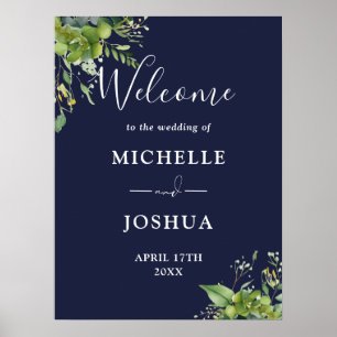 Eucalyptus-Blumen-Hochzeits-Willkommensschild in M Poster