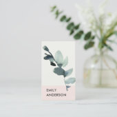 EUCALYPTUS BLUSH PINK FOLIAGE BRANCH WATERCOLOR VISITENKARTE (Stehend Vorderseite)