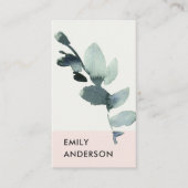 EUCALYPTUS BLUSH PINK FOLIAGE BRANCH WATERCOLOR VISITENKARTE (Vorderseite)